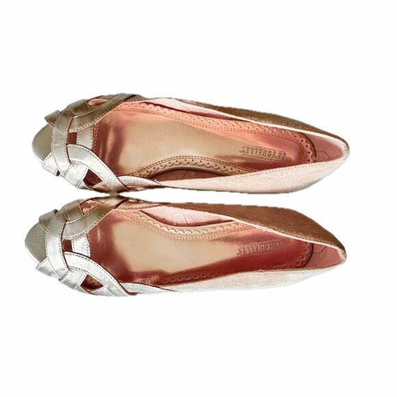 Seychelles Open Toe Flats Rose Gold Leather Suede Peep Toe Flats Womens 9 - Picture 2 of 6